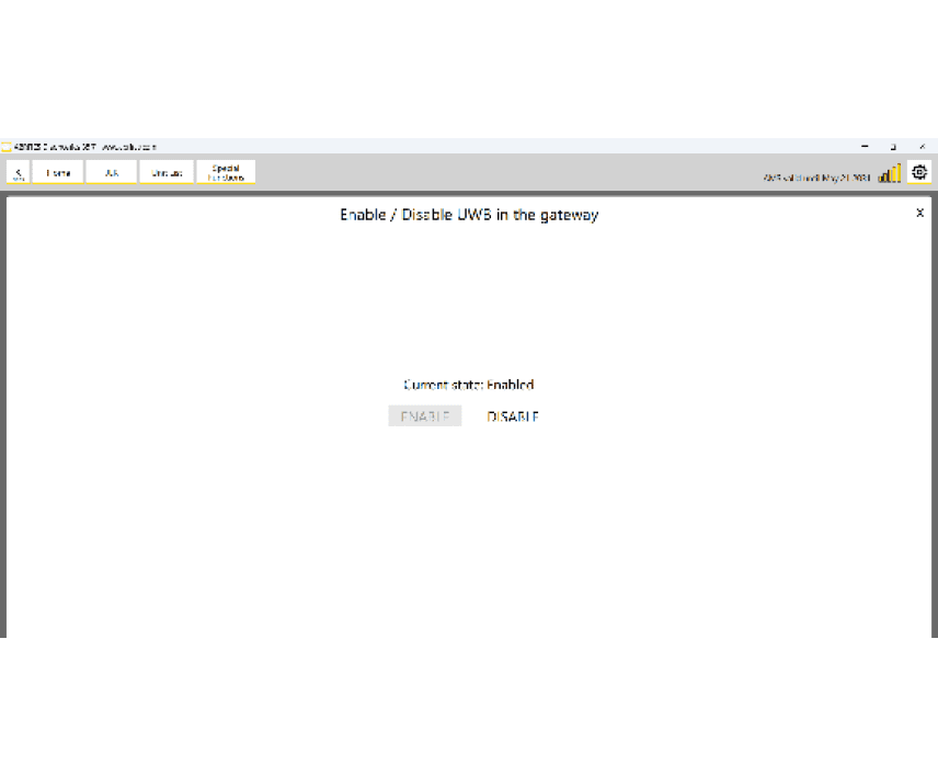 A user interface shows the current state as enabled with a disabled enable button and an active disable button underlined in yellow. Description generated by AI