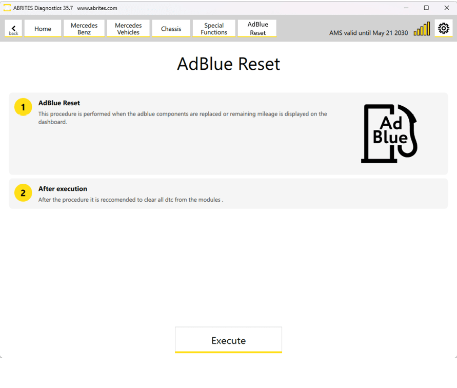 The image shows partial text about replacing adblue components and a recommendation to clear all DTC from modules. Description generated by AI
