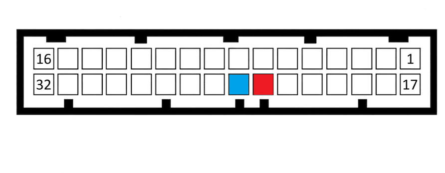 A seating chart shows rows of numbered seats with one blue seat and one red seat highlighted near the center. Description generated by AI