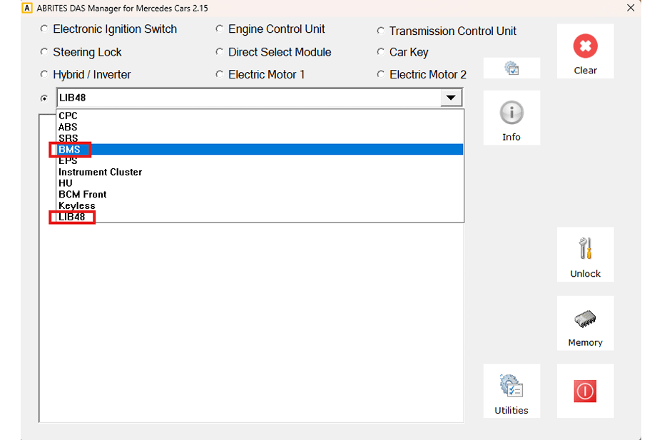 A computer screen displaying a list of options, including “electric motor 1" and "electric motor 2." AI generated content